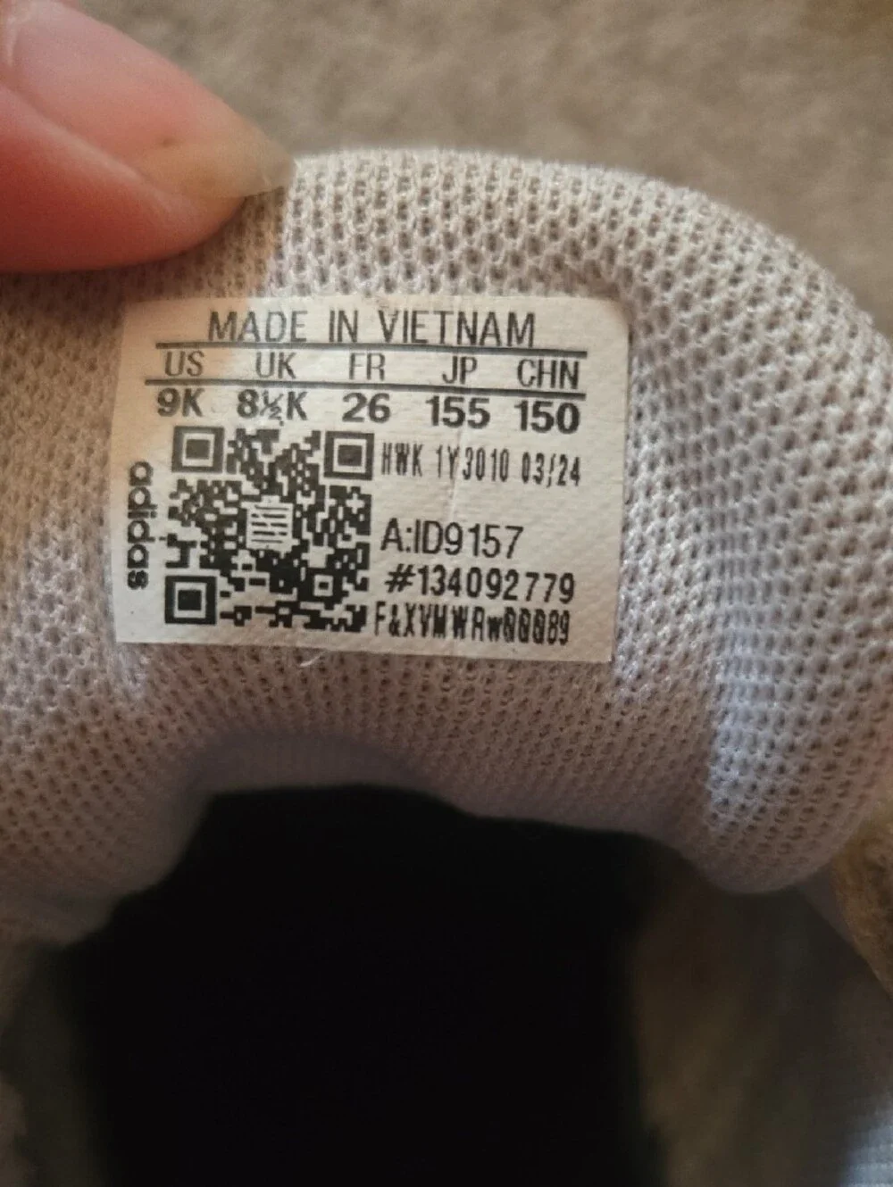 adidas Kids Beige Velcro Sneakers